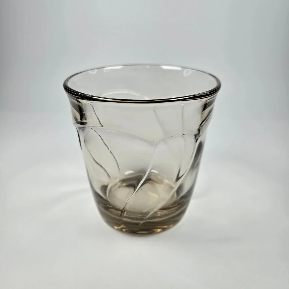 4 Vintage Noritake Sweet Swirl Double Old Fashioned DOF Brown Smoke Glasses EUC‎